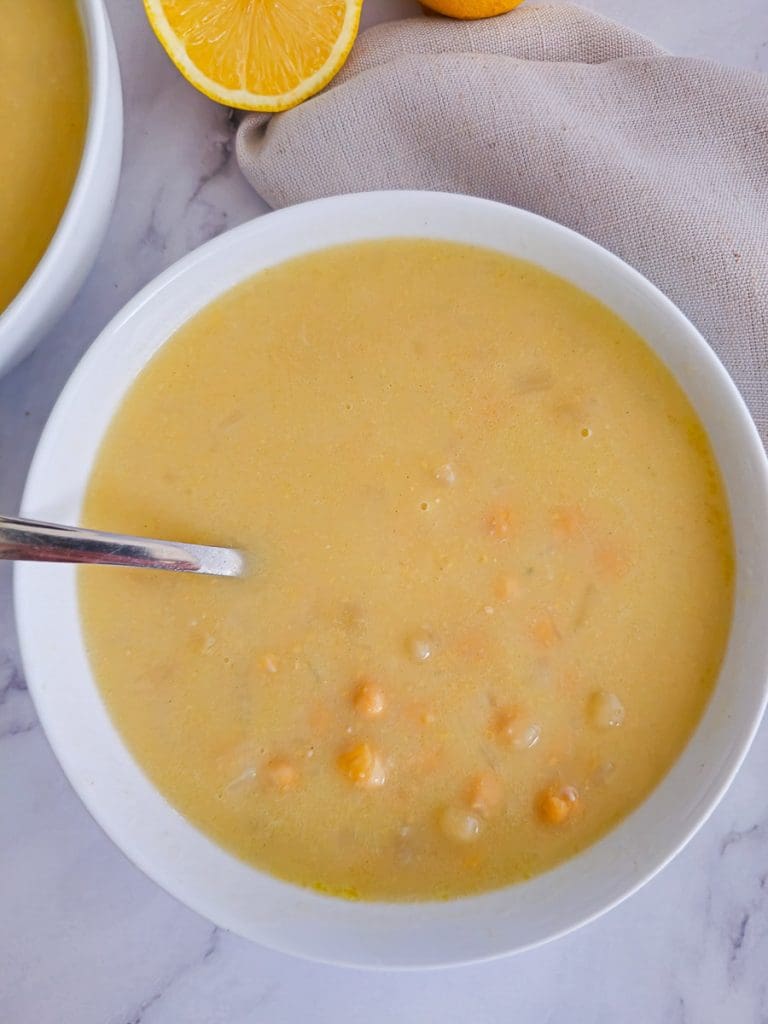 chickpea soup -revithia in a bowl with spoon