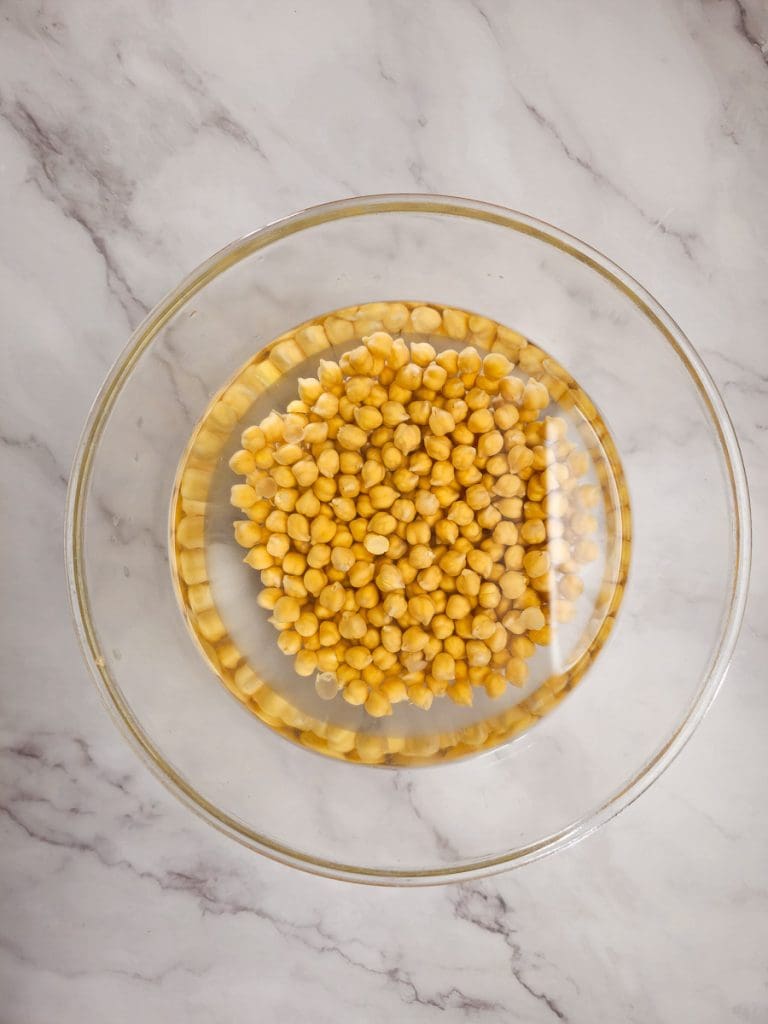 chickpeas soaking in bowl