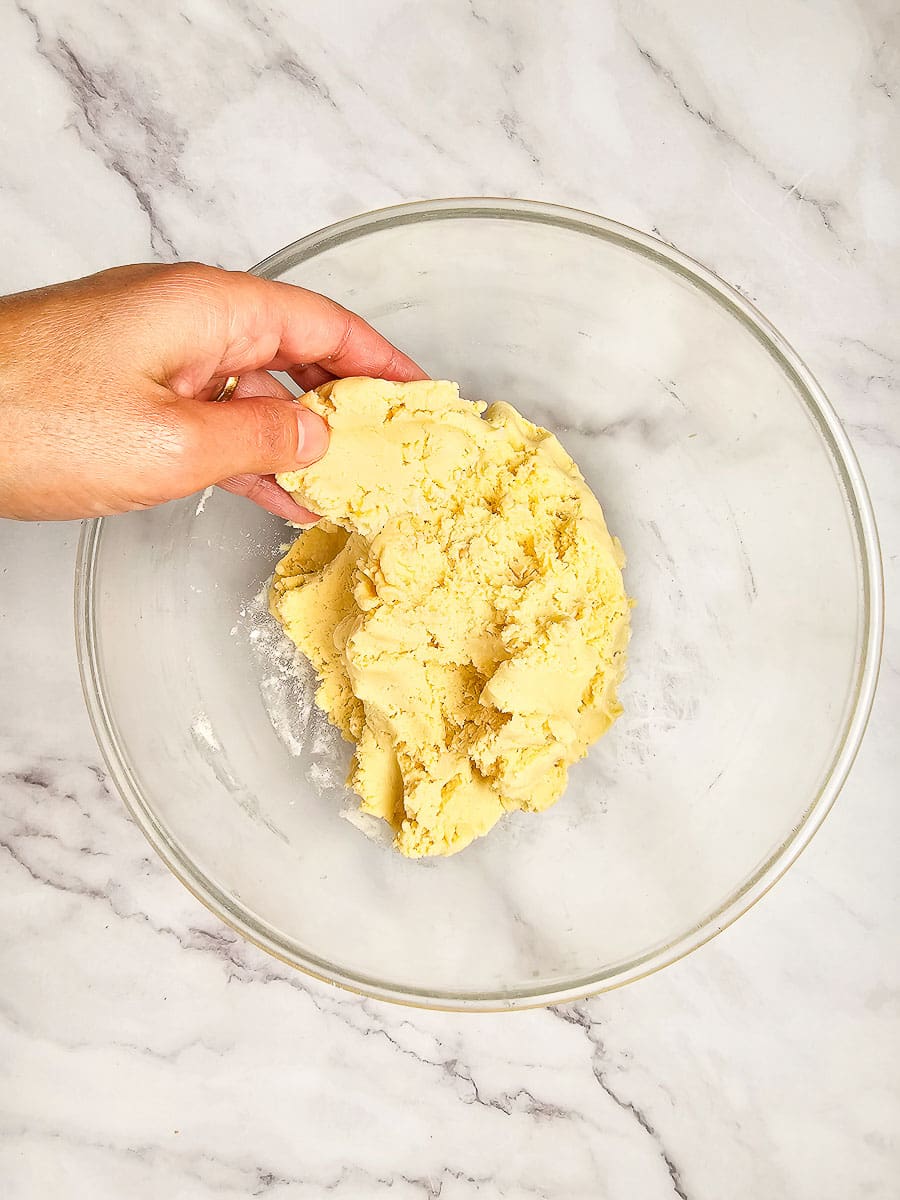 Greek Almond Shortbread Cookies-Kourambiedes-cookie dough 