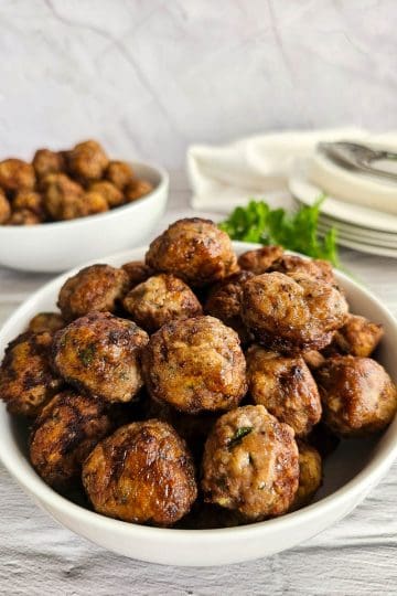 Greek Meatballs-Keftedes- serving bowl