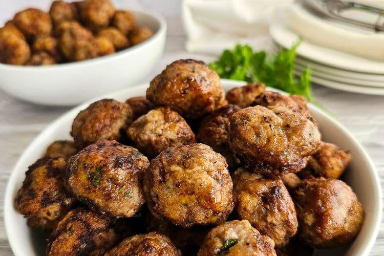 Greek Meatballs-Keftedes- serving bowl