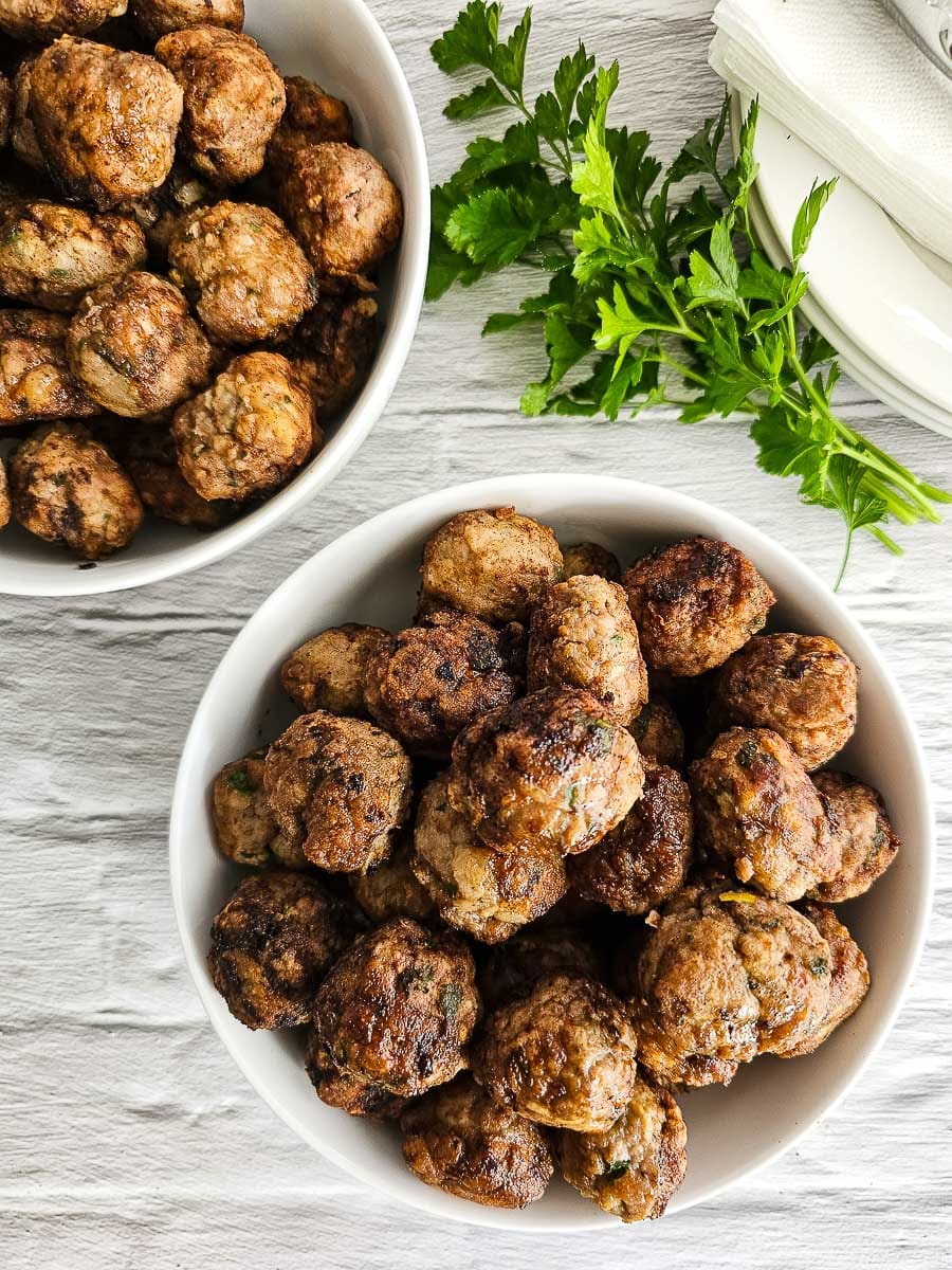 Greek Meatballs-Keftedes- serving bowl