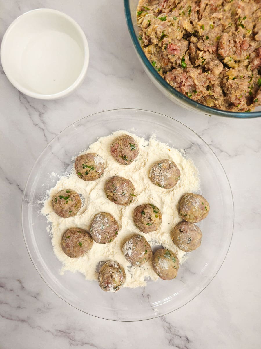 Greek Meatballs-Keftedes- coating flour