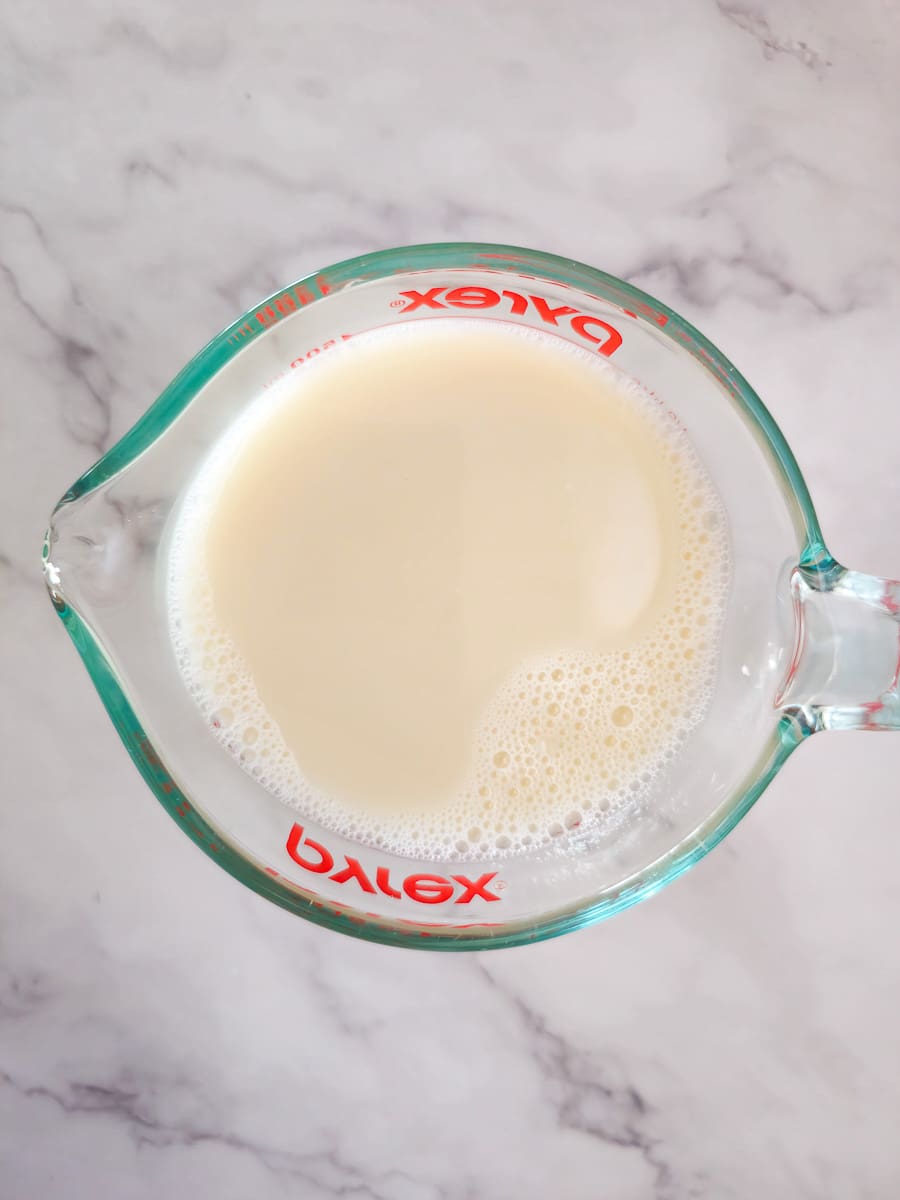 milk in a glass jug