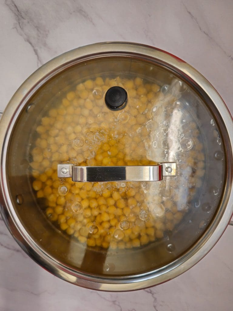 chickpeas simmering in pot