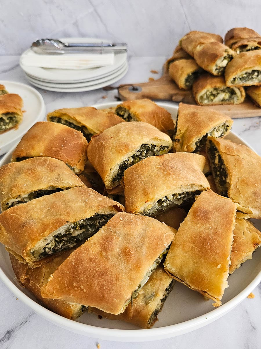 Greek Spinach and Feta Pie - Spanakopita on a plate