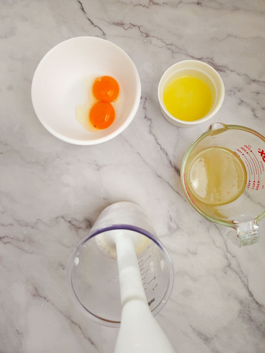 separated egg yolks and egg whites for avgolemono