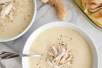 Greek lemon chicken soup - avgolemono in a bowl