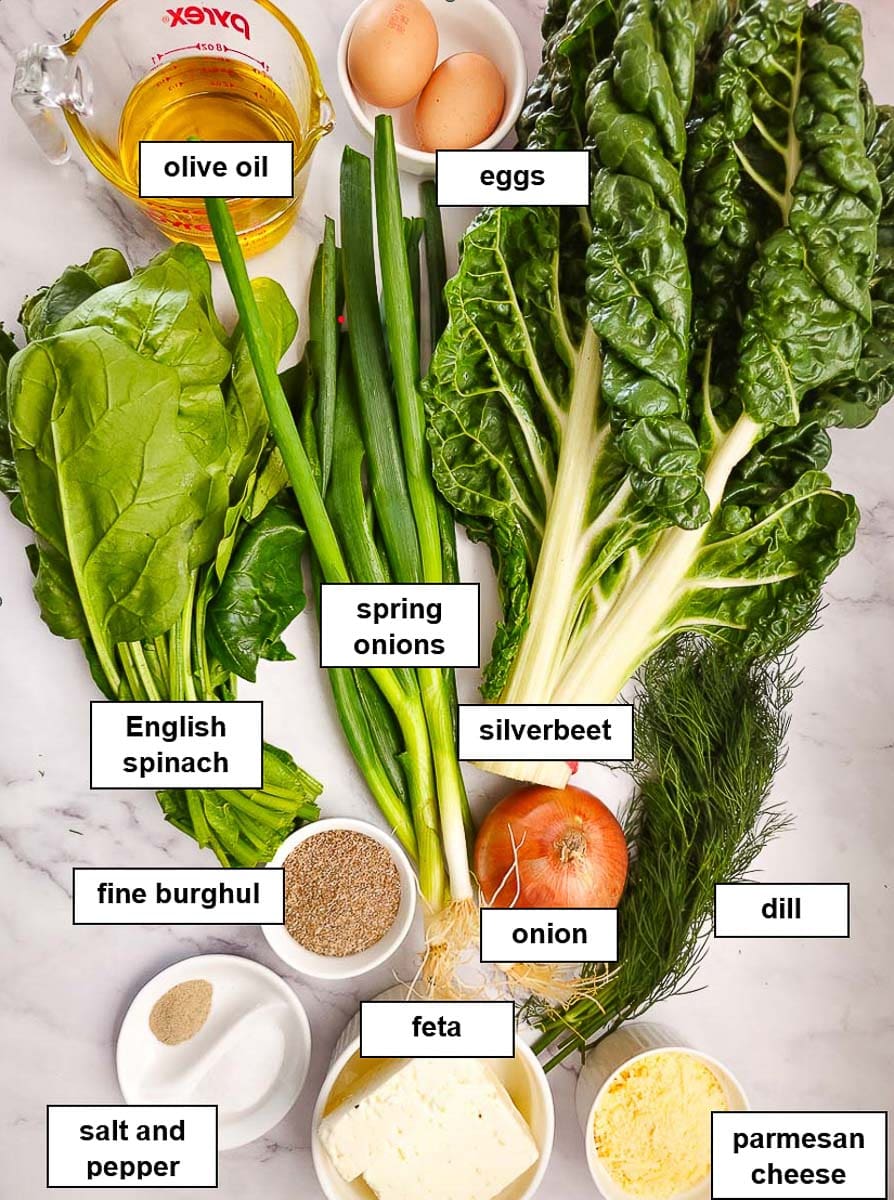 ingredients for spanakopita filling