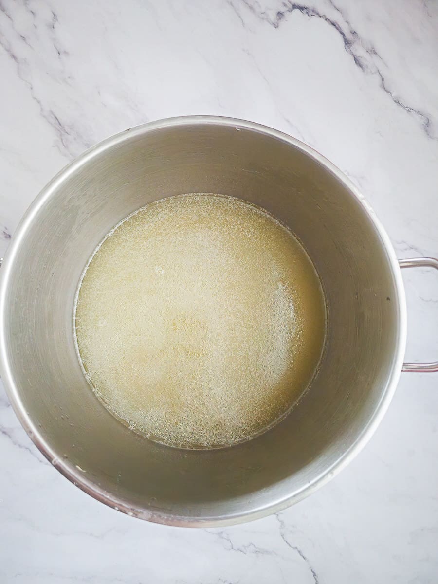 chicken broth in a large pot