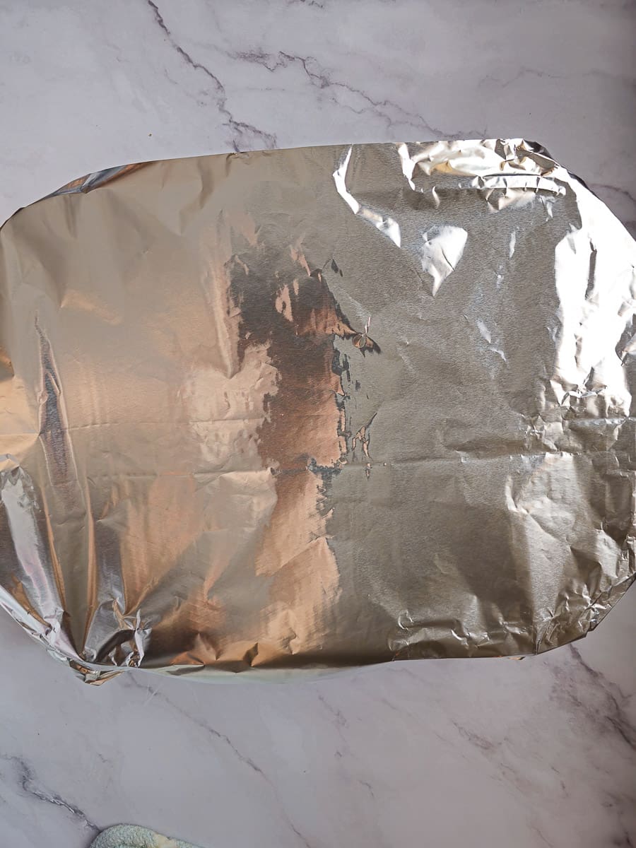 baking dish with foil