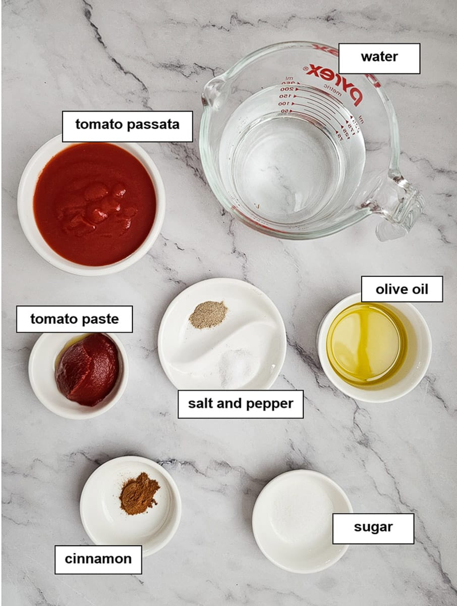 Soutzoukakia ingredients for sauce