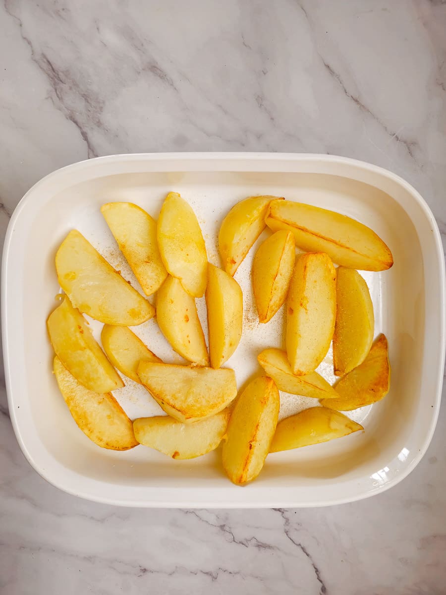 potatoes in baking dish