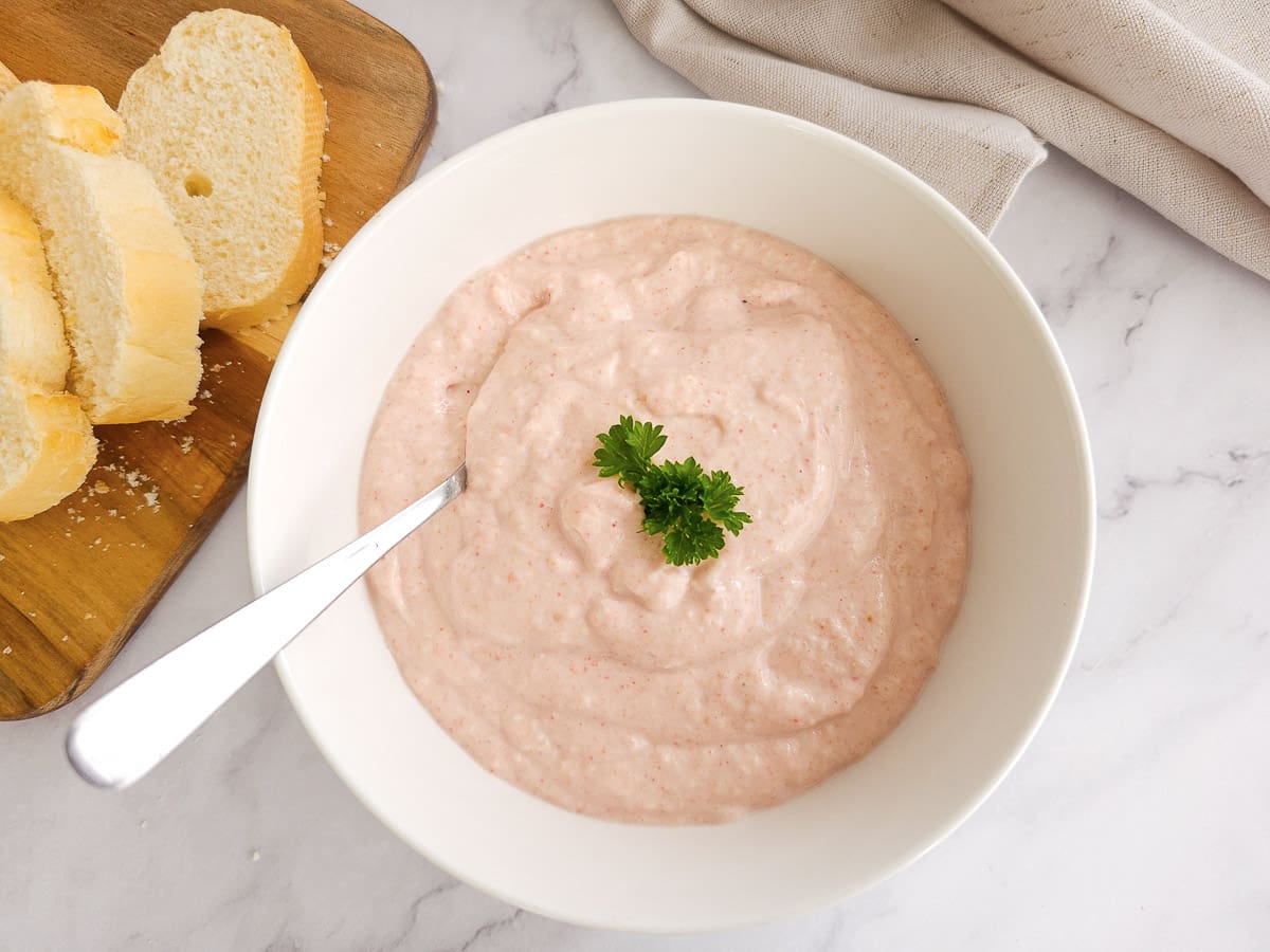 Taramosalata - Greek fish roe dip in a bowl