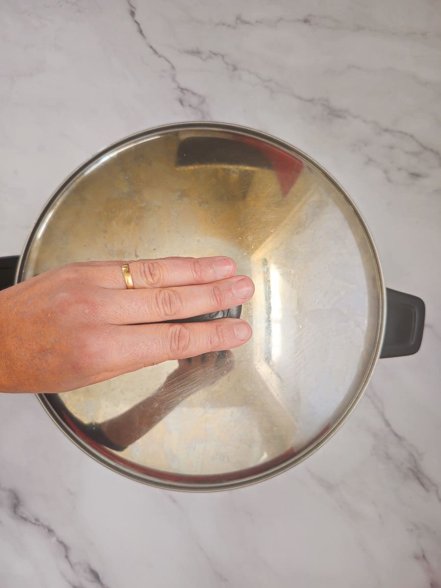 boiling water in a pot with a lid