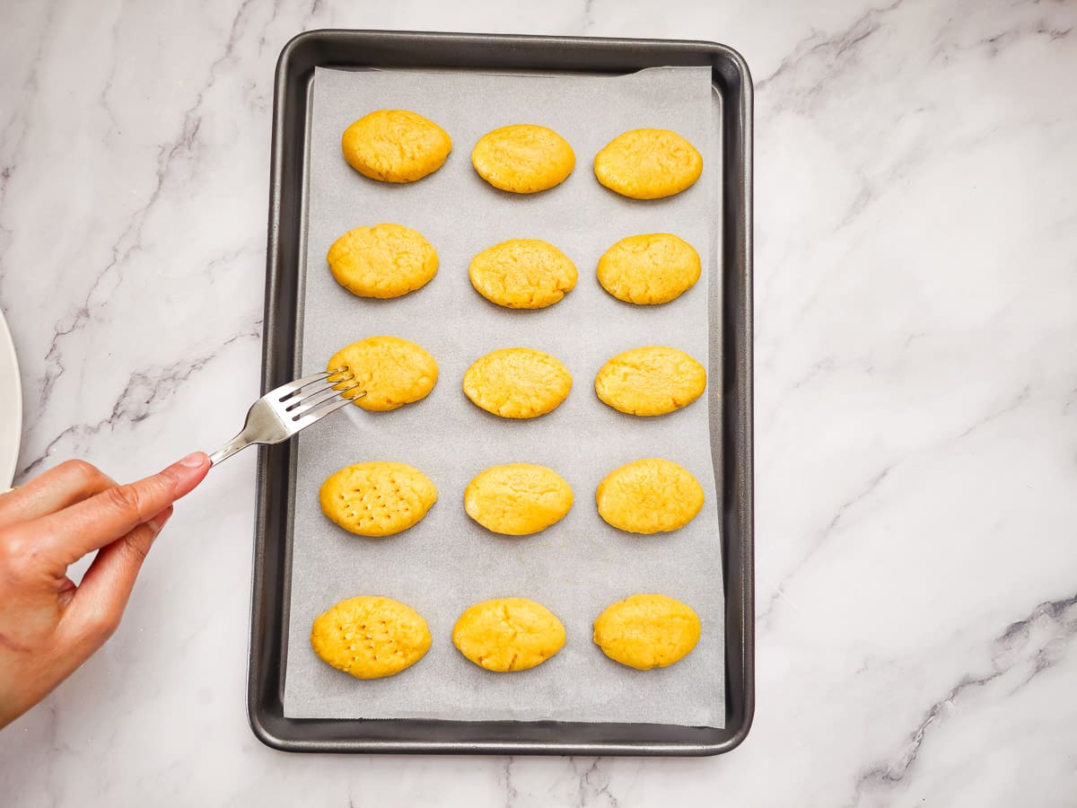 Melomakarona - Greek Honey Cookies on baking tray before baking