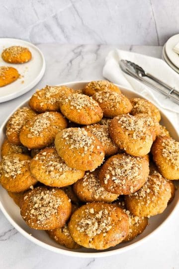 Melomakarona - Greek Honey Cookies on a plate