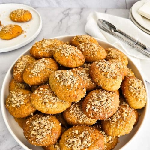 Melomakarona - Greek Honey Cookies on a plate