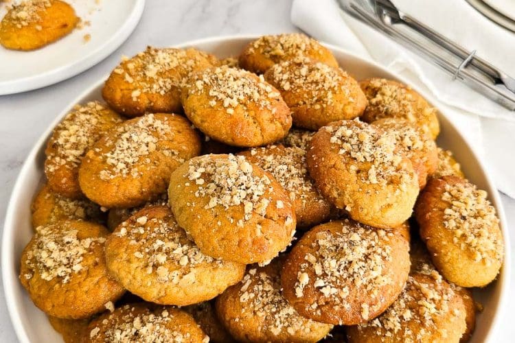 Melomakarona - Greek Honey Cookies on a plate