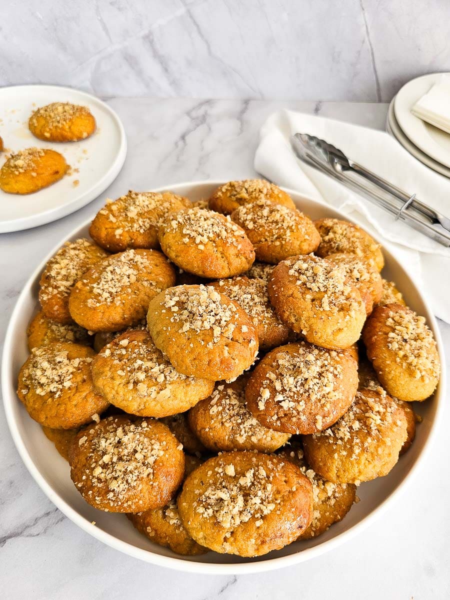 Melomakarona - Greek Honey Cookies on a plate