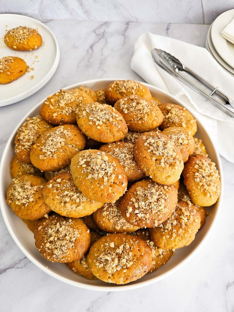Melomakarona - Greek Honey Cookies on a plate