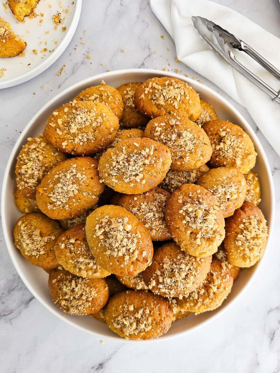 Melomakarona - Greek Honey Cookies on a plate