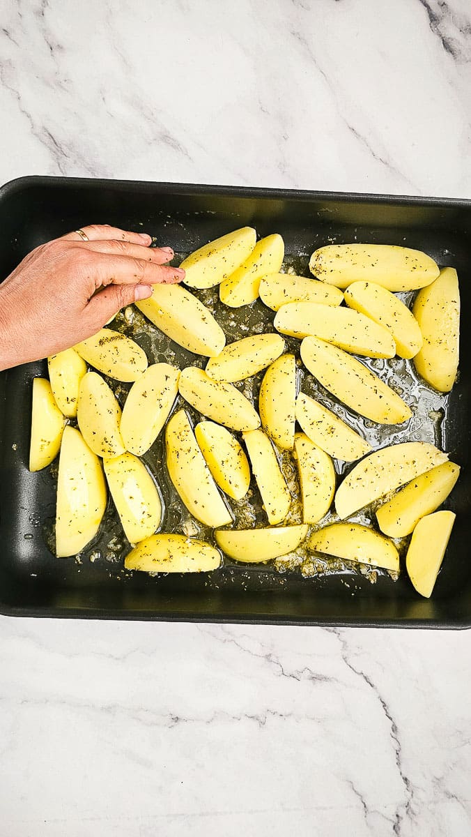 Greek Lemon Potatoes in baking dish