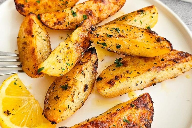 Greek Lemon Potatoes on a plate