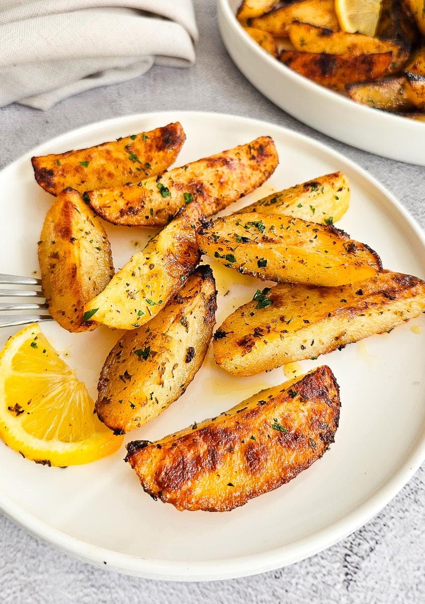 Greek Lemon Potatoes on a plate