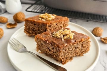 Karidopita - Greek Walnut Cake in baking tray