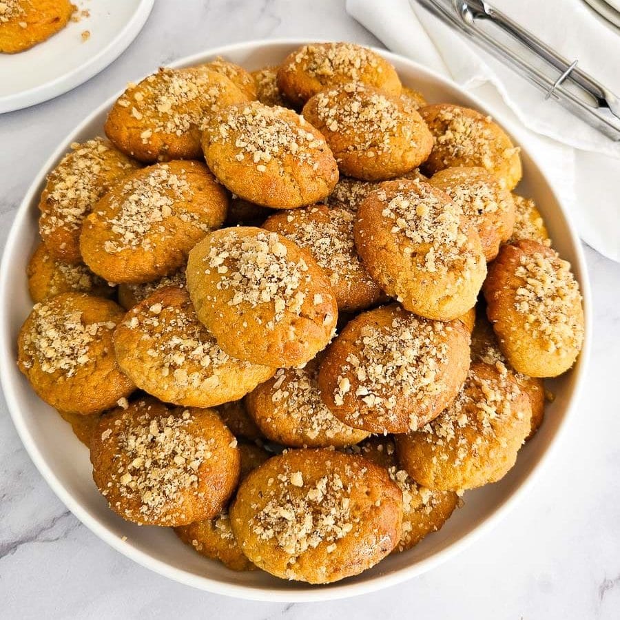 Melomakarona - Greek Honey Cookies on a plate