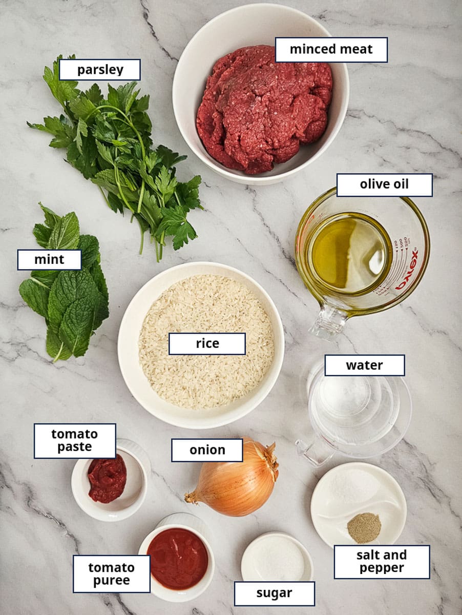 Yemista - Greek Stuffed Tomatoes ingredients for filling