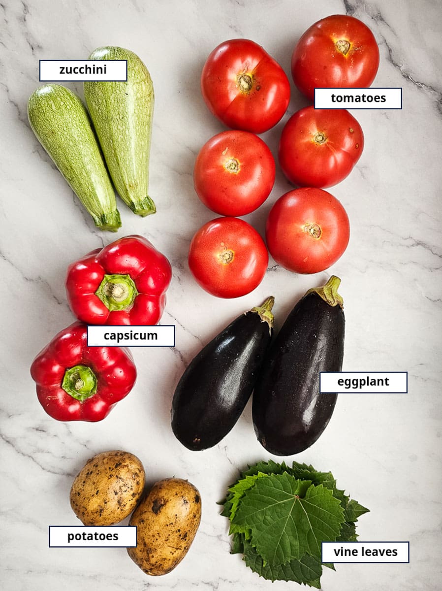 Yemista - Greek Stuffed Tomatoes with Rice ingredients