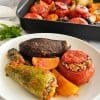 Yemista - Greek Stuffed Tomatoes with Rice on a plate