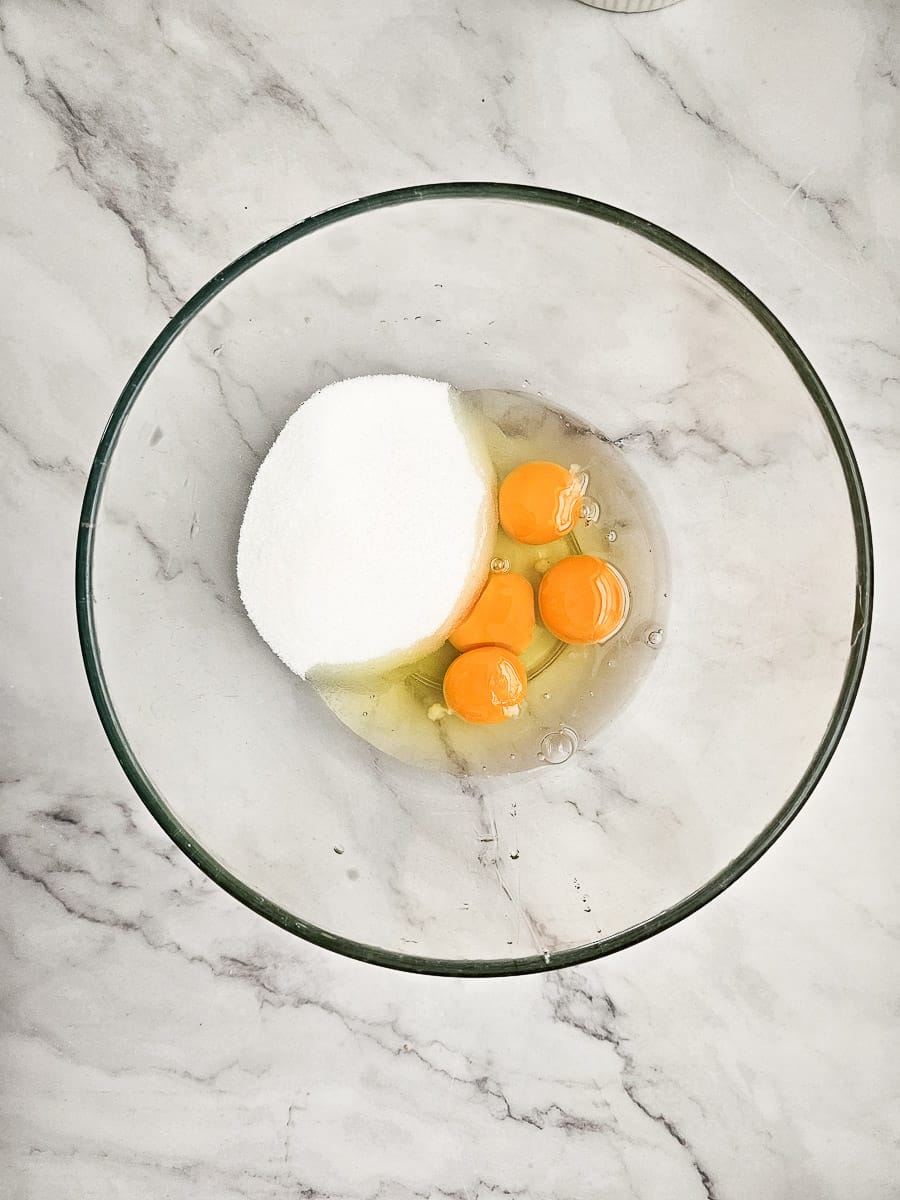 eggs and sugar in a bowl