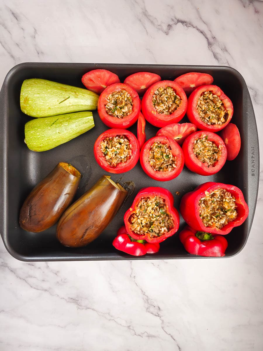Filling Yemista - Greek Stuffed Tomatoes with Rice