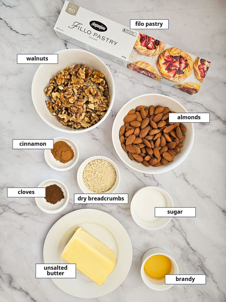 Baklava Rolls - Saragli ingredients