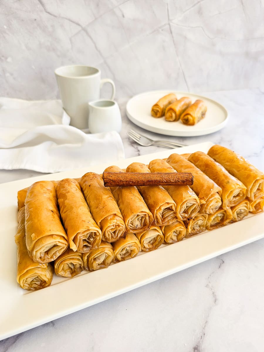 Baklava Rolls - Saragli on serving plate