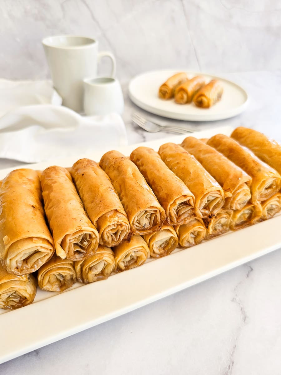 Baklava Rolls - Saragli on serving plate