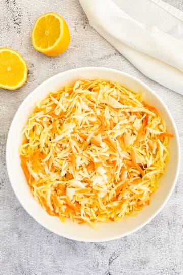 Greek Cabbage Salad - Lahanosalata in a bowl