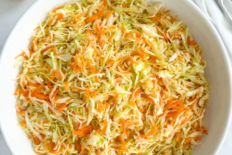 Greek Cabbage Salad - Lahanosalata in a bowl