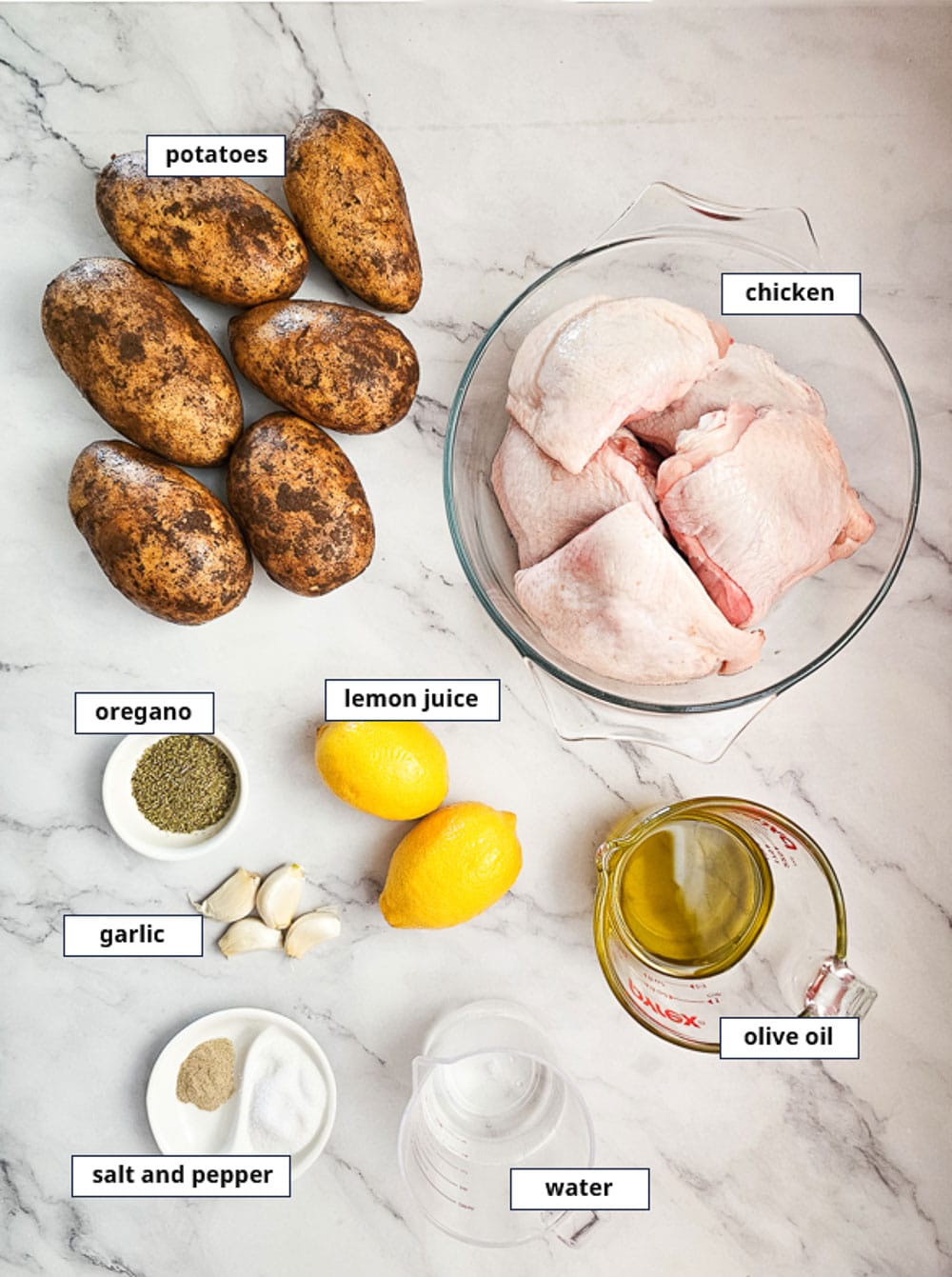 Greek Lemon Roasted Chicken and Potatoes ingredients