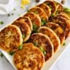 Patatokeftedes (mashed Potato Cakes) on a platter