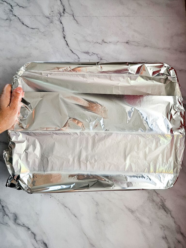 baking dish covered with foil