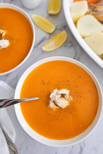 fish soup psaropsoupa in a bowl