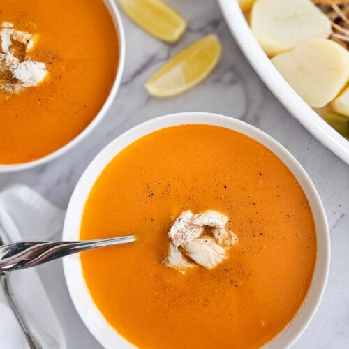 fish soup psaropsoupa in a bowl