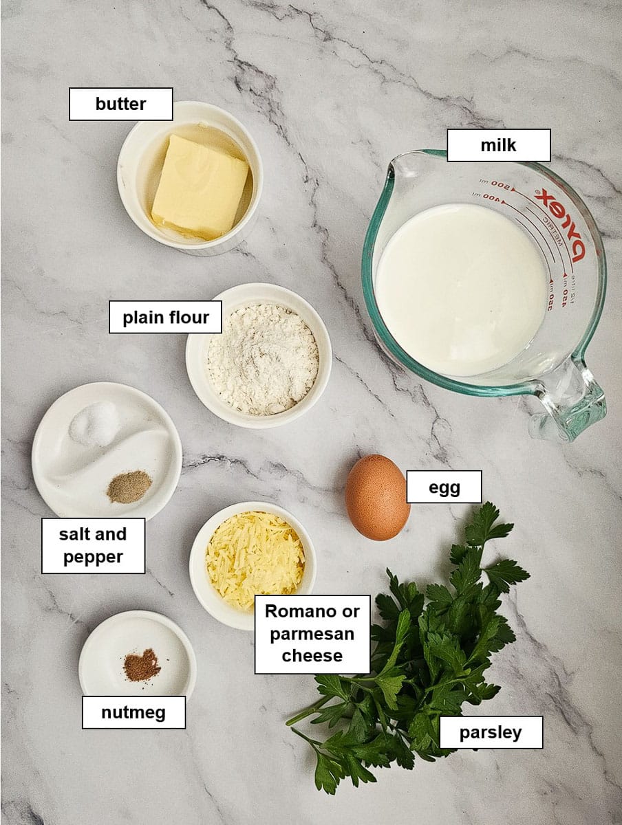 bechamel ingredients for papoutsakia