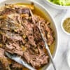 Greek lamb roast on a platter
