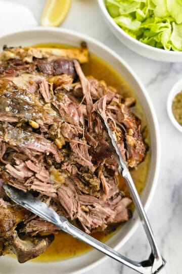 Greek lamb roast on a platter