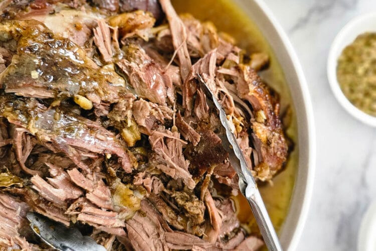 Greek lamb roast on a platter